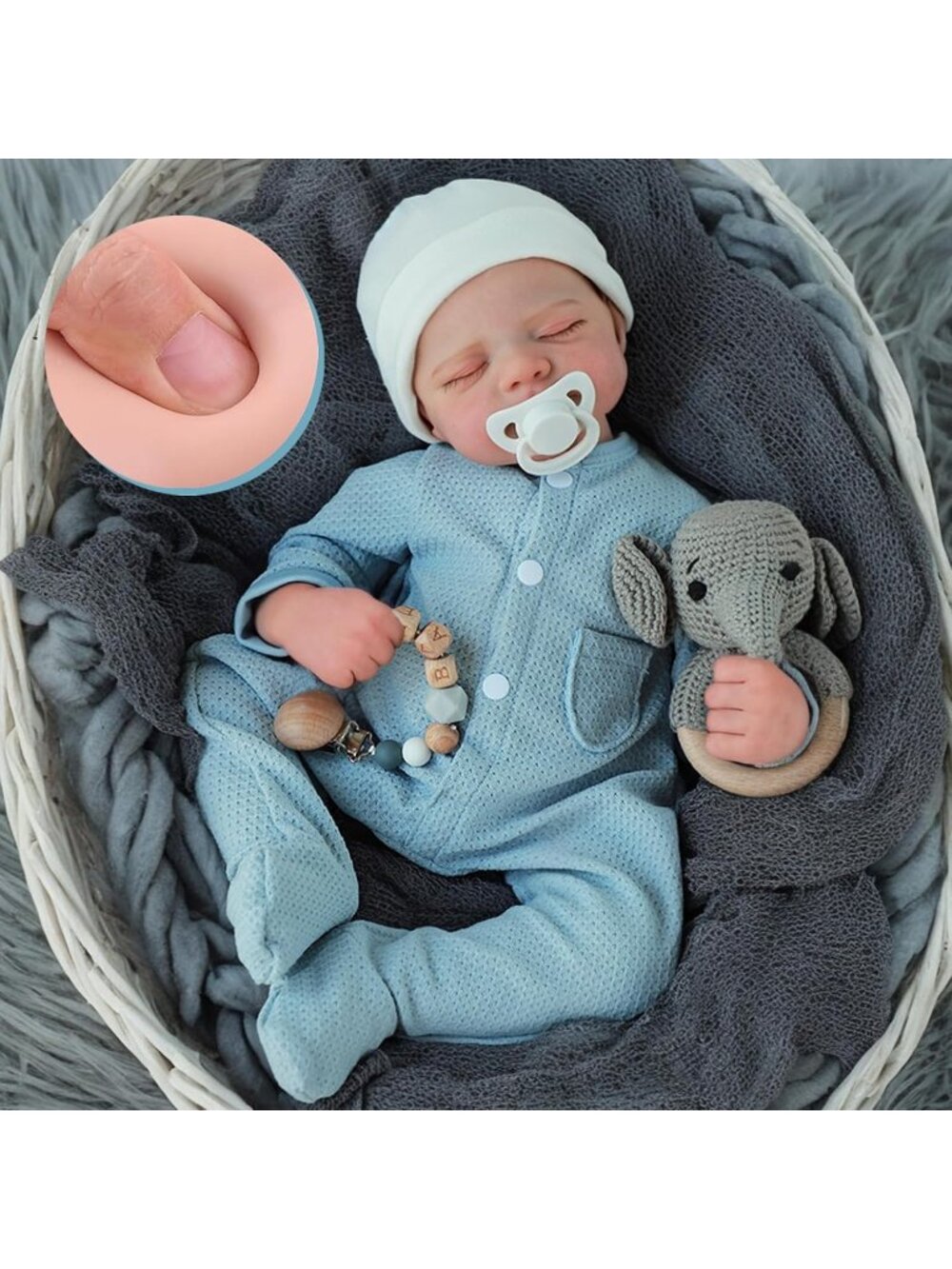 18 Inch Blue Baby Boy Doll Full Vinyl Body Sleeping Dolls with Doll Accessories